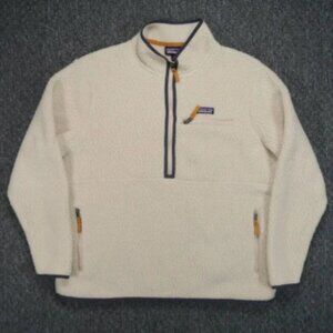 Patagonia Jacket Womens Extra Large Cream Oatmeal Retro Pile Fleece Marsupial XL